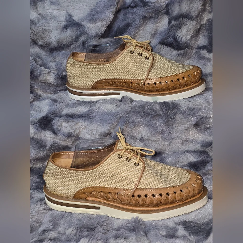 NWB Mexico en la Piel Handmade Leather and Jute Huarache Shoes Men‎ Size 8
